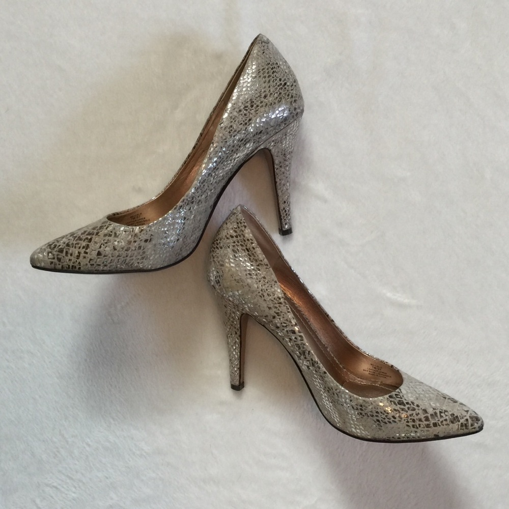 BCBGeneration Snakeskin Metallic Heels